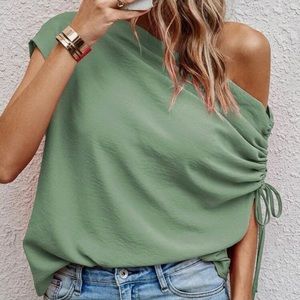 BNWT SHEIN Olive green draw string shirt Medium